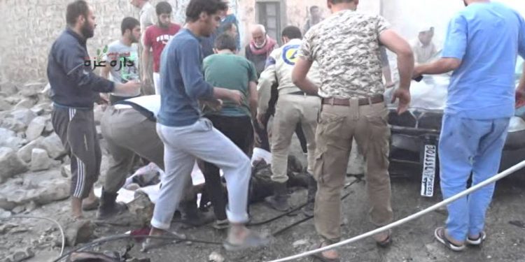 استشهاد خمسة مدنيين نتيجة القصف الروسي على دارة عزة