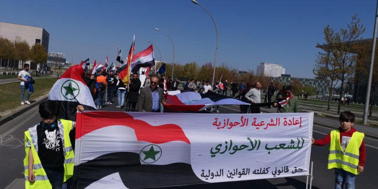 المنظمة الأحوازية تشيد بمشاركة الجاليات العربية  خلال تظاهرات ذكرى احتلال الأحواز في العاصمة الالمانية برلين