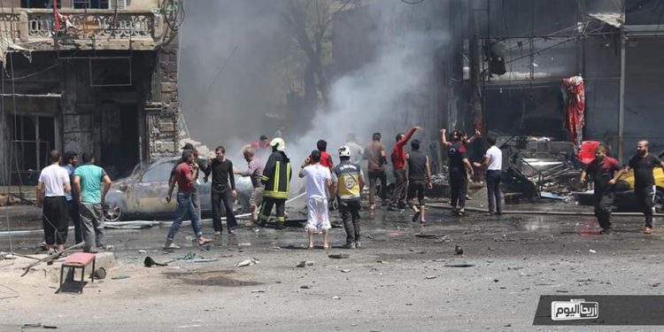 العدوان الأسدي الروسي يواصل قصفة لأريحا ومجزرة جديدة