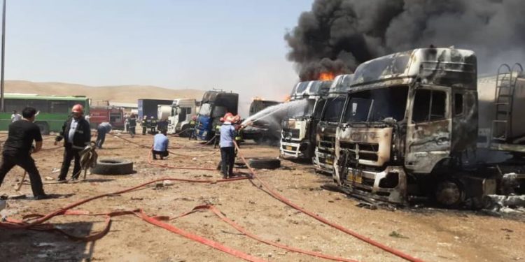 انفجار 6 صهاريج محملة بالوقود غربي إيران