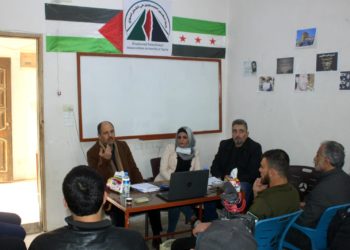 رابطة المهجرين الفلسطينيين ولقاء مع أيمن أبو هاشم المنسق العام لتجمع مصير                            في مقر الرابطة بمدينة اعزاز