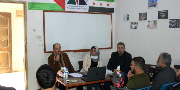 رابطة المهجرين الفلسطينيين ولقاء مع أيمن أبو هاشم المنسق العام لتجمع مصير                            في مقر الرابطة بمدينة اعزاز